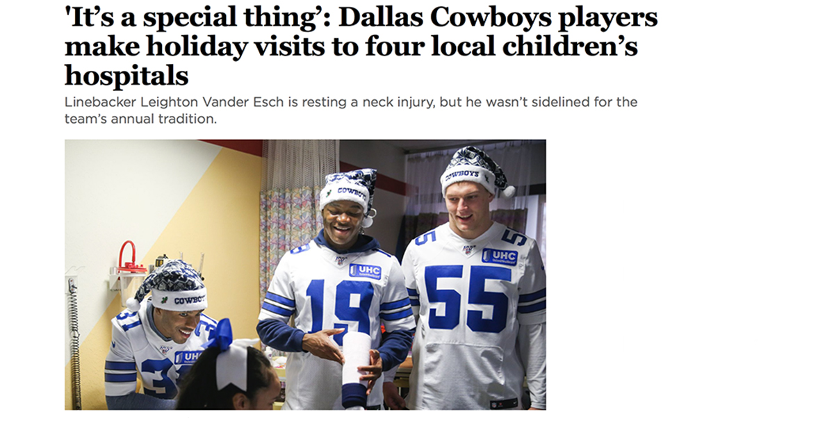 cowboys players in patient room 