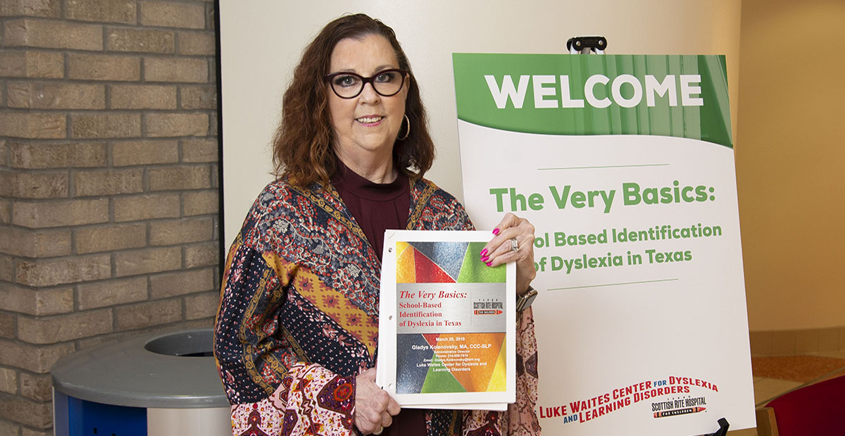 Tricia outside dyslexia conference 