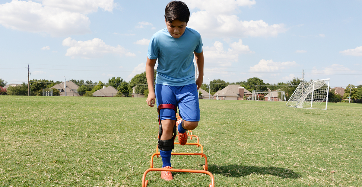 Patient, Diego, outside playing soccer